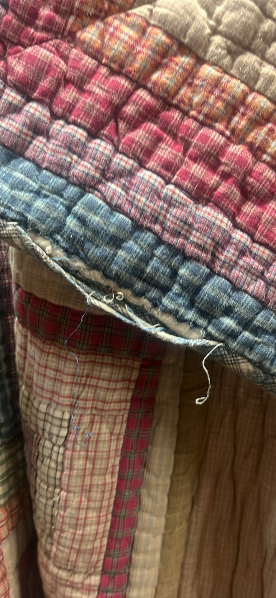 Vintage pink log cabin quilt